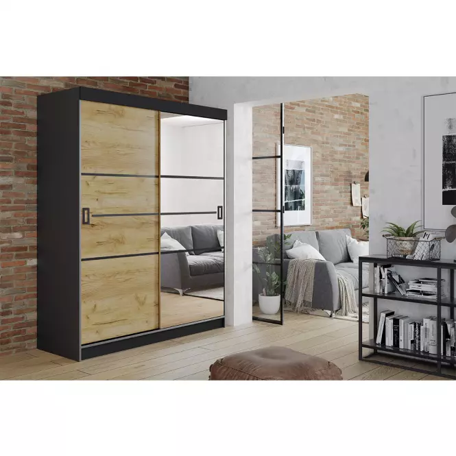 Szekrény Retro 138 4L grafit/ craft ajtók