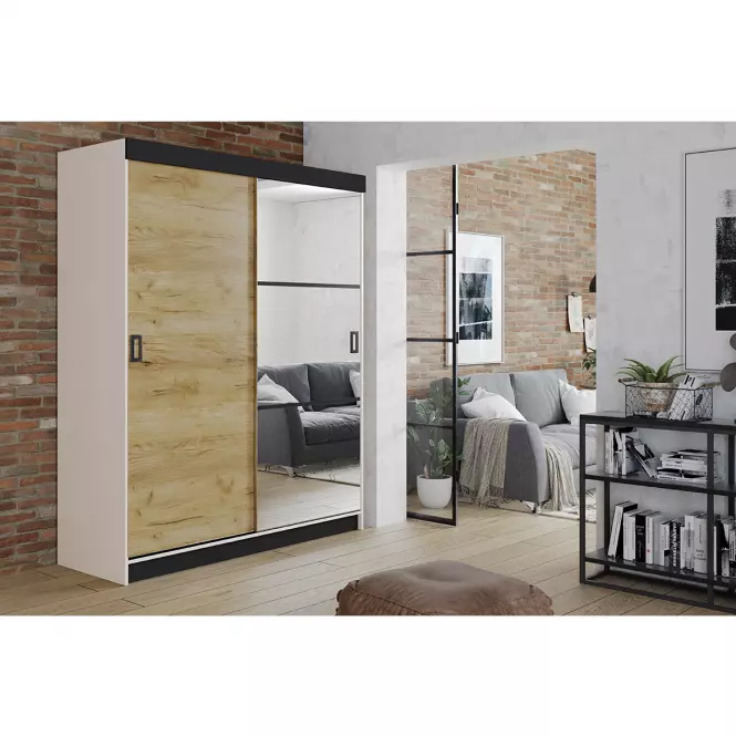 Szekrény Retro 138 5L fehér / arany craft ajtók