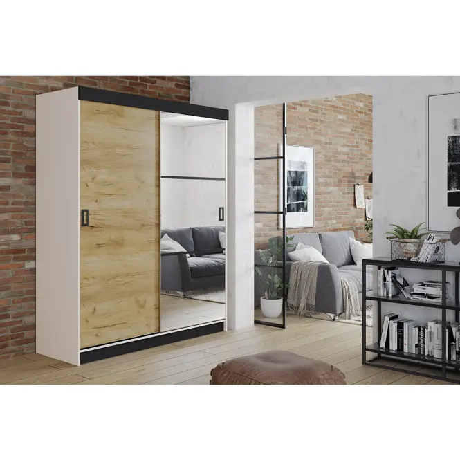 Szekrény Retro 138 5L fehér / arany craft ajtók,4