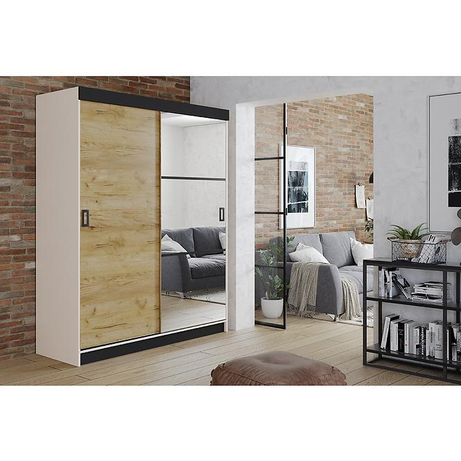 Szekrény Retro 138 5L fehér / arany craft ajtók,4