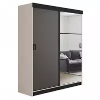 Szekrény Retro 138 5L fehér / grafit ajtók