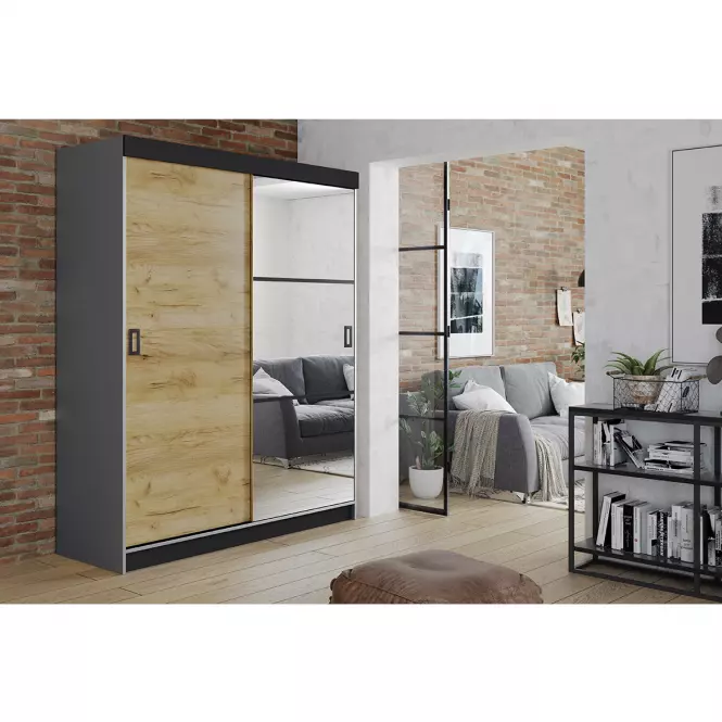 Szekrény Retro 138 5L grafit/ craft ajtók