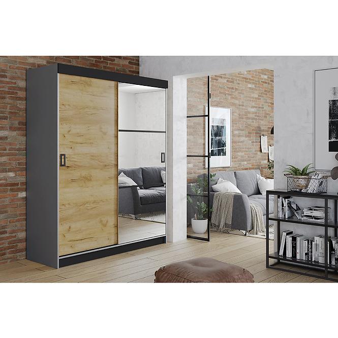 Szekrény Retro 138 5L grafit/ craft ajtók