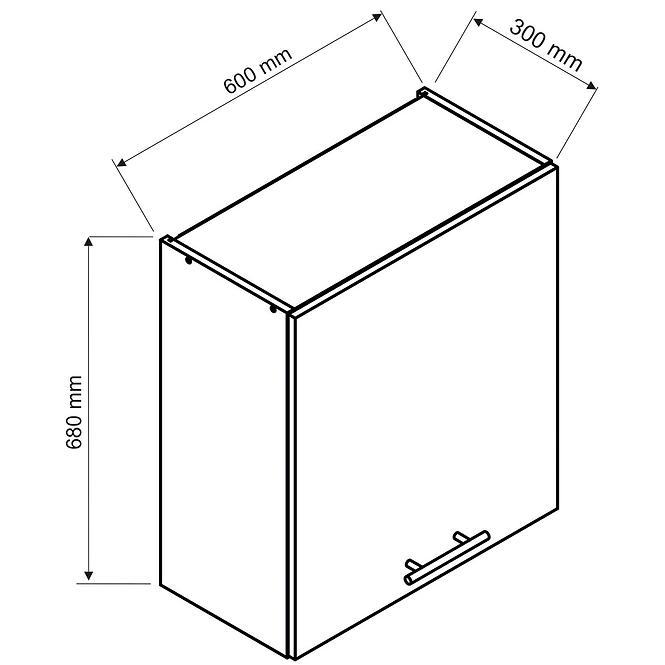 Konyhaszekrény Max W60/68 Slim Pl kapucni ezüst