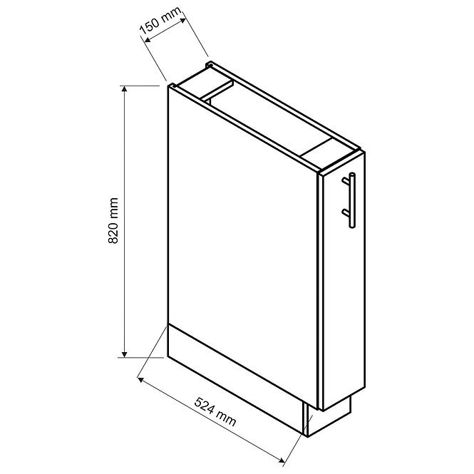 Konyhaszekrény Max D15 Cargo + kuka fehér