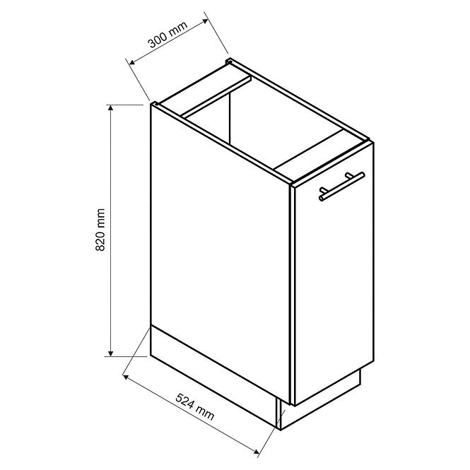 Konyhaszekrény Max D30 Cargo + kuka fehér