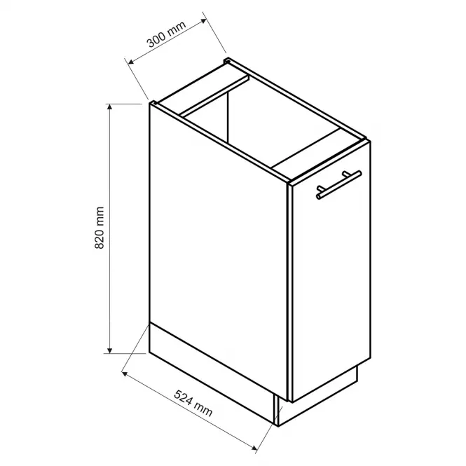 Konyhaszekrény Max D30 Cargo + kuka fehér,2