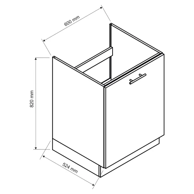 Konyhaszekrény Max D60zl Pl szürke,2