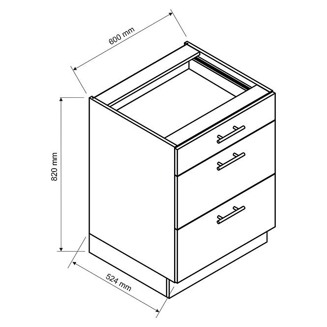 Konyhaszekrény Max D60s/3 szürke