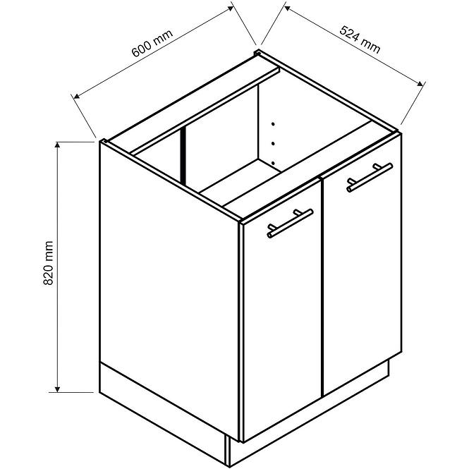 Konyhaszekrény Max D60 szürke
