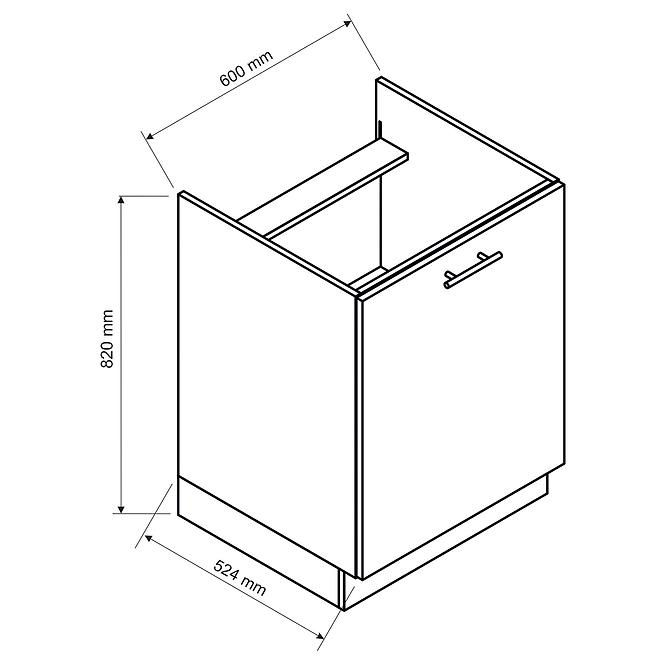 Konyhaszekrény Max D60pc Pl szürke