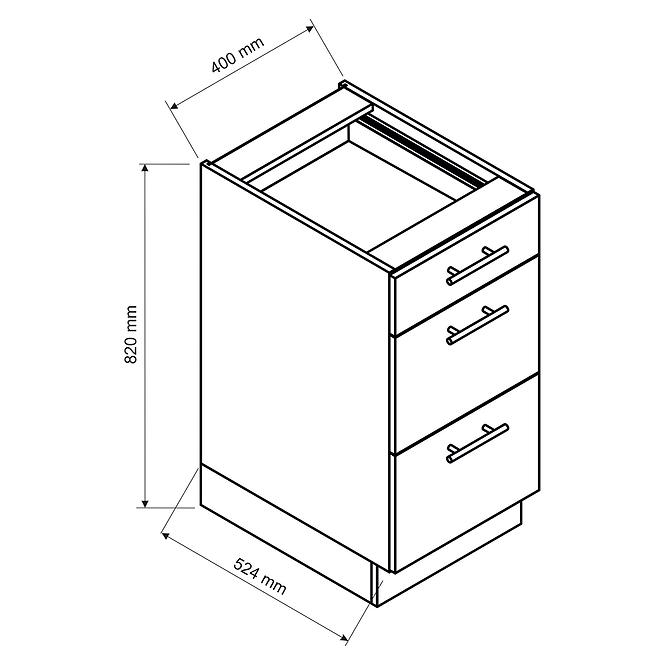 Konyhaszekrény Max D40s/3 szürke