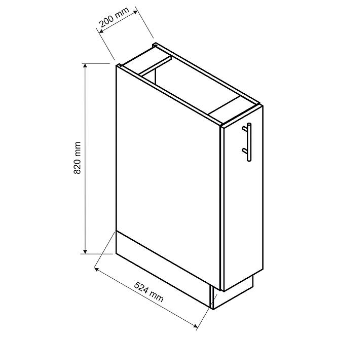 Konyhaszekrény Max D20 Cargo + kuka szürke
