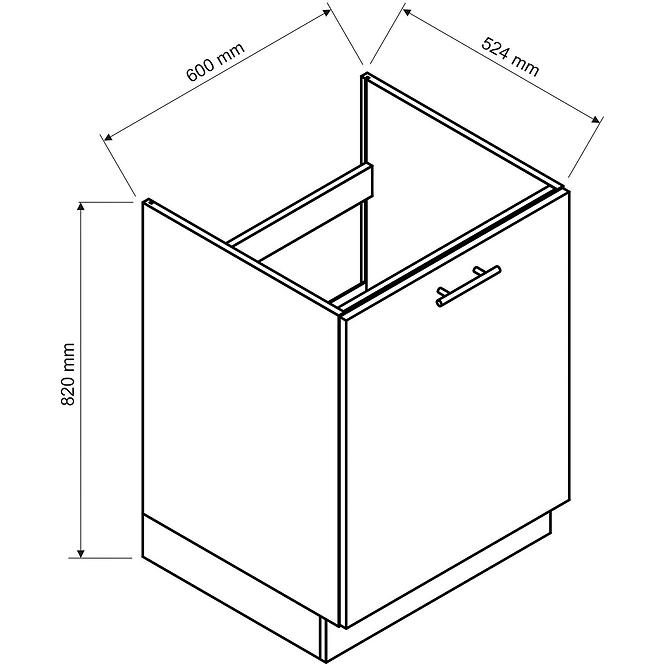Konyhaszekrény Max D60zl S/1 fekete