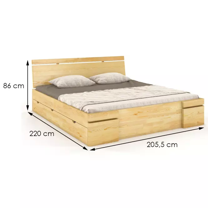 Ágy fenyő Skandica Sparta maxi+fiók 200X200 természetes,2