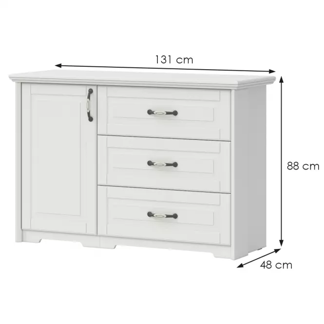 Komód 1d3s Evergreen k13/eg ivory mat,2
