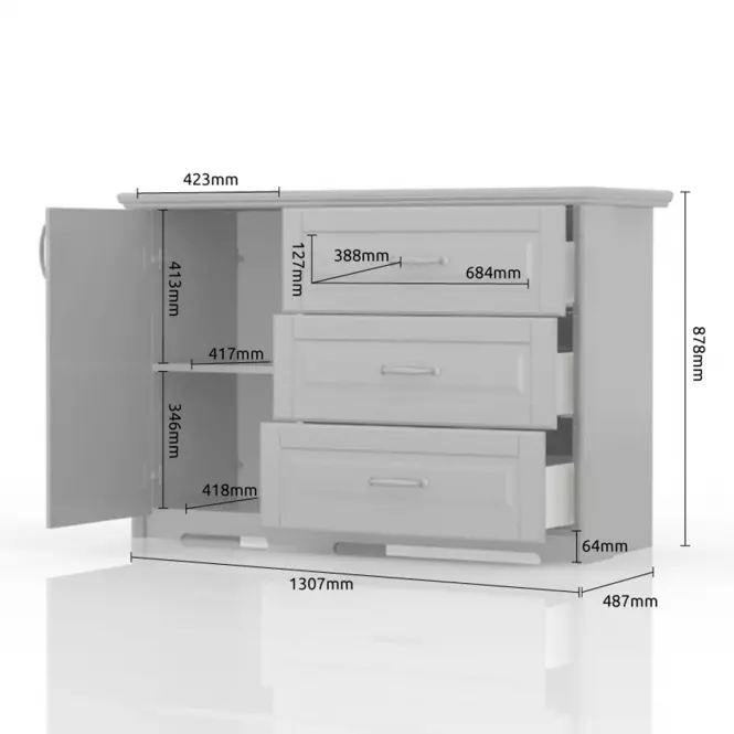 Komód 1d3s Evergreen k13/eg ivory mat