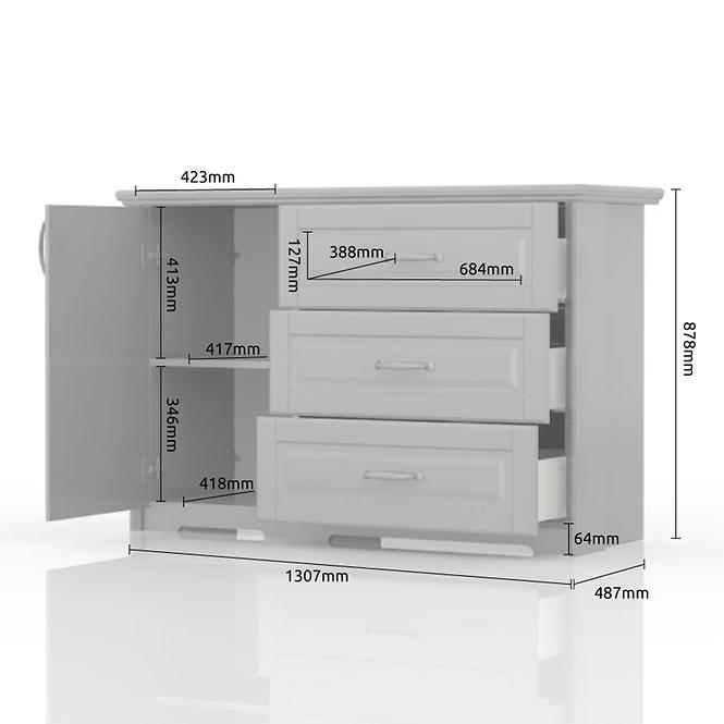 Komód 1d3s Evergreen k13/eg ivory mat,3