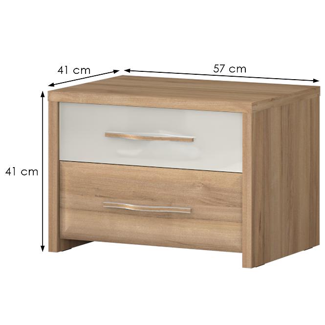 Éjjeliszekrény Gala ns2/gl pacific walnut/beige