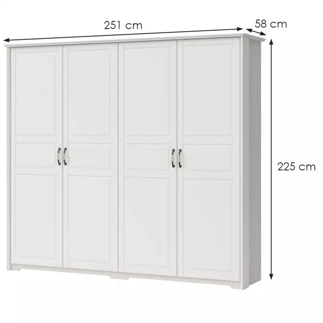 Szekrény 4d Evergreen p4/eg ivory mat