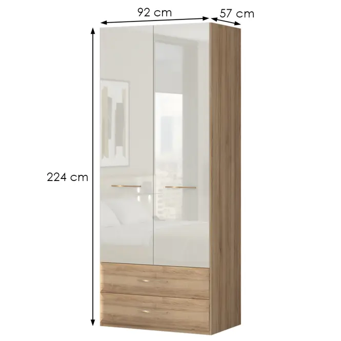 Szekrény 2d2s Gala p22/gl pacific walnut/beige,2