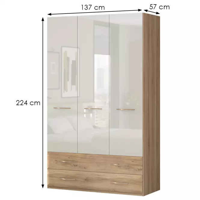 Szekrény 3d2s Gala p32/gl pacific walnut/beige,2