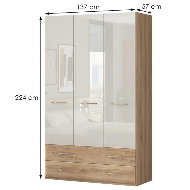 Szekrény 3d2s Gala p32/gl pacific walnut/beige,2
