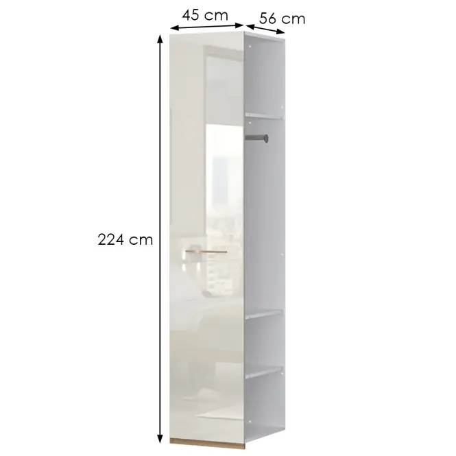 Szekrény 1d Gala dp1/gl pacific walnut/beige,2