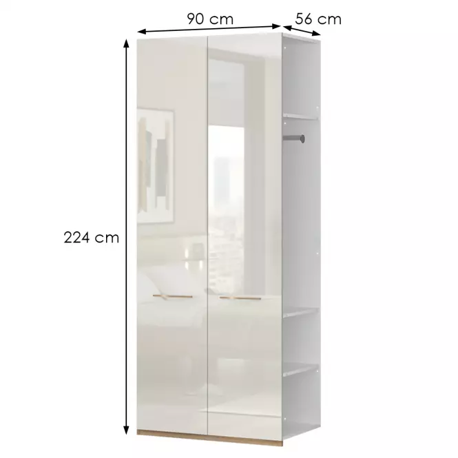 Szekrény 2d Gala dp2/gl pacific walnut/beige,2