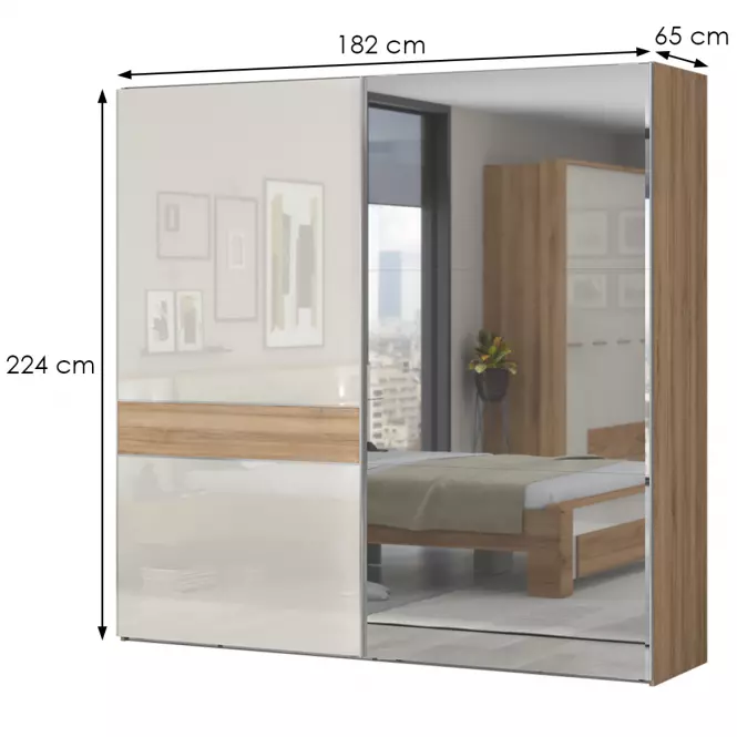 Szekrény 2d Gala pk181-og/gl pacific walnut/beige,2