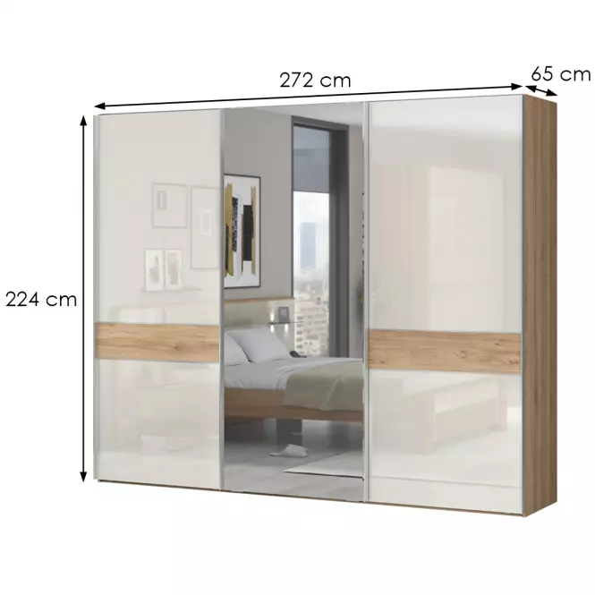 Szekrény 3d Gala pk281-og/gl pacific walnut/beige