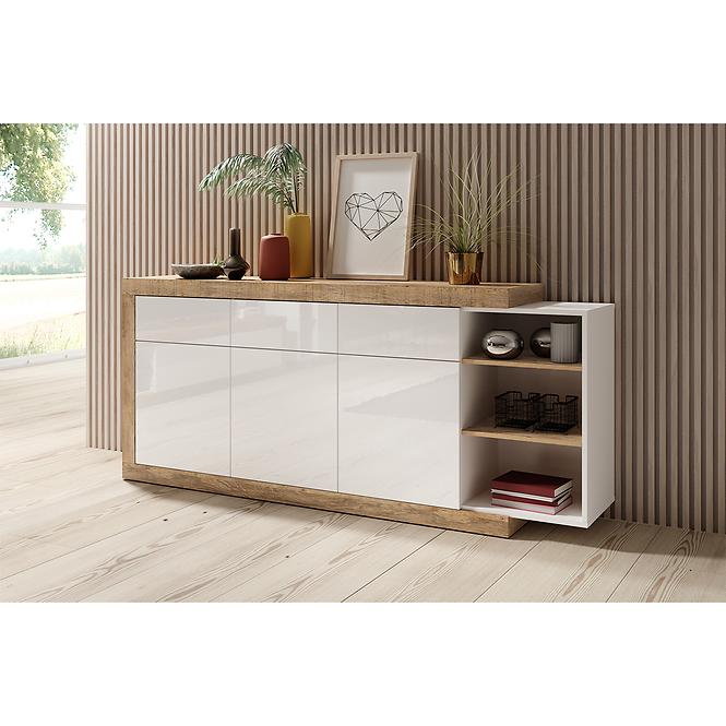 Komoód Sintra 25 3d3s tölgy samdal-fehér,6