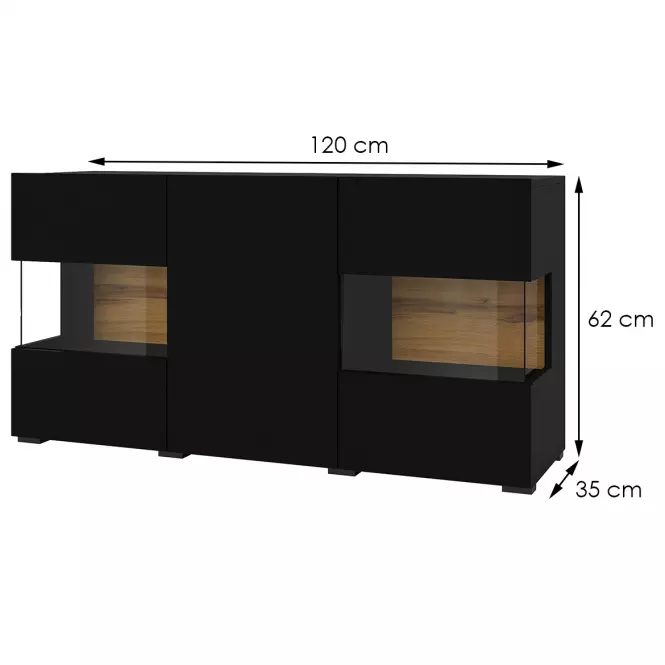 Komoód 3d Ava 25  fekete onyx/wotan