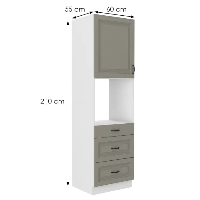 Konyhaszekrény Stilo claygrey/fehér 60dps/210 3s 1f,2