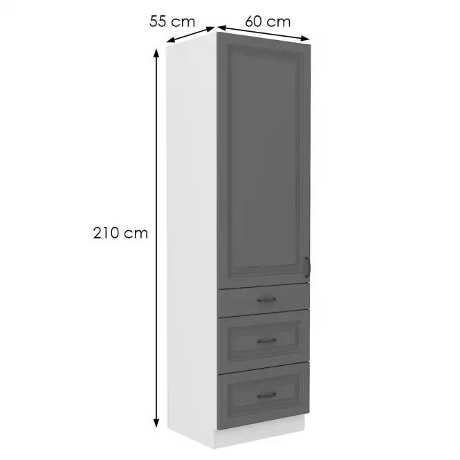 Konyhaszekrény Stilo dustgrey/fehér 60dks/210 3s 1f