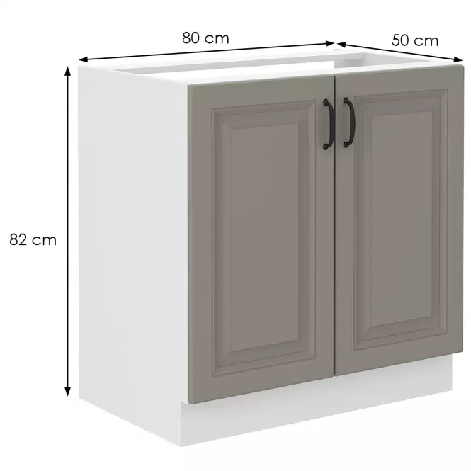 Konyhaszekrény Stilo claygrey/fehér 80zl 2f bb