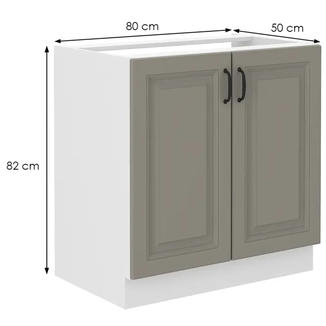 Konyhaszekrény Stilo claygrey/fehér 80zl 2f bb,2