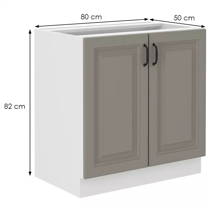 Konyhaszekrény Stilo claygrey/fehér 80d 2f bb