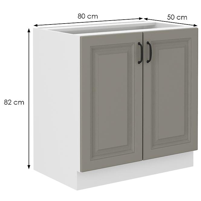 Konyhaszekrény Stilo claygrey/fehér 80d 2f bb
