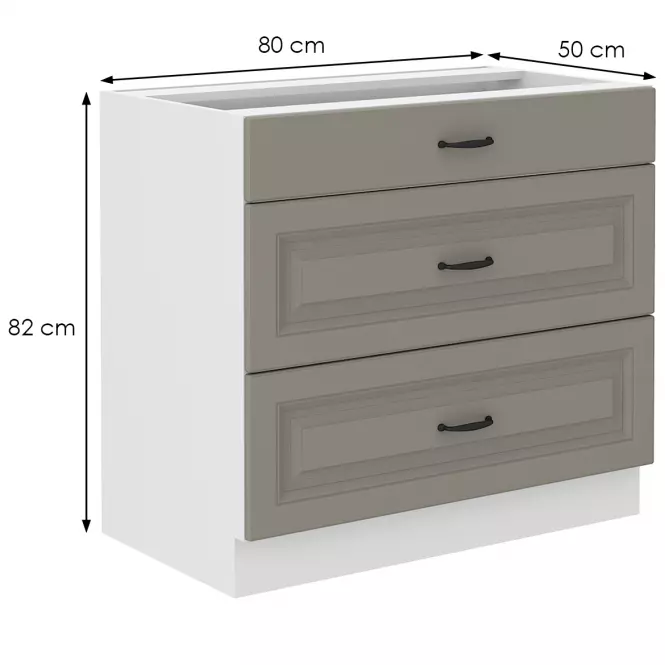 Konyhaszekrény Stilo claygrey/fehér 80d 3s bb