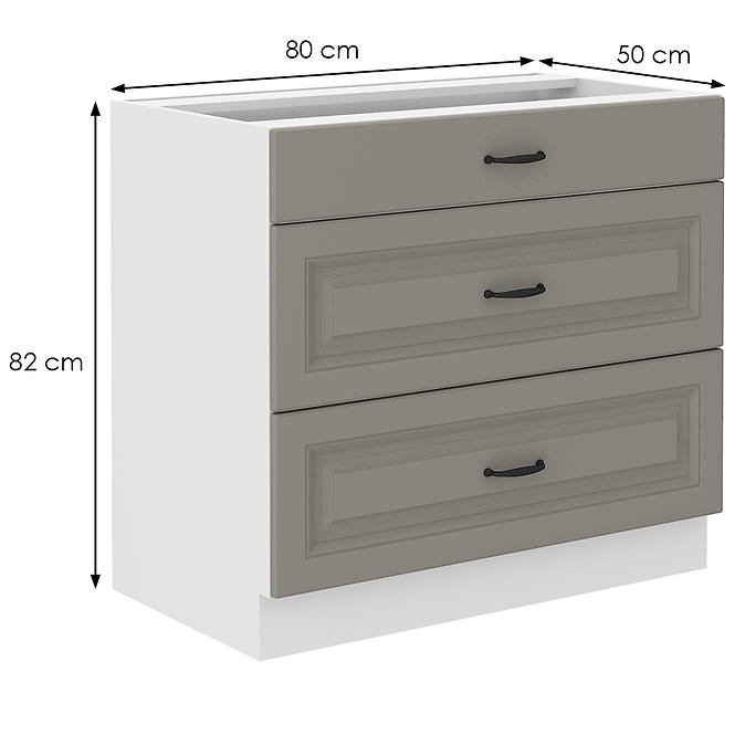 Konyhaszekrény Stilo claygrey/fehér 80d 3s bb