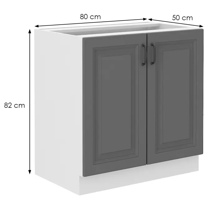 Konyhaszekrény Stilo dustgrey/fehér 80d 2f bb,2