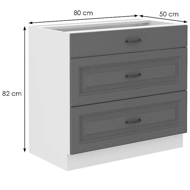 Konyhaszekrény Stilo dustgrey/fehér 80d 3s bb