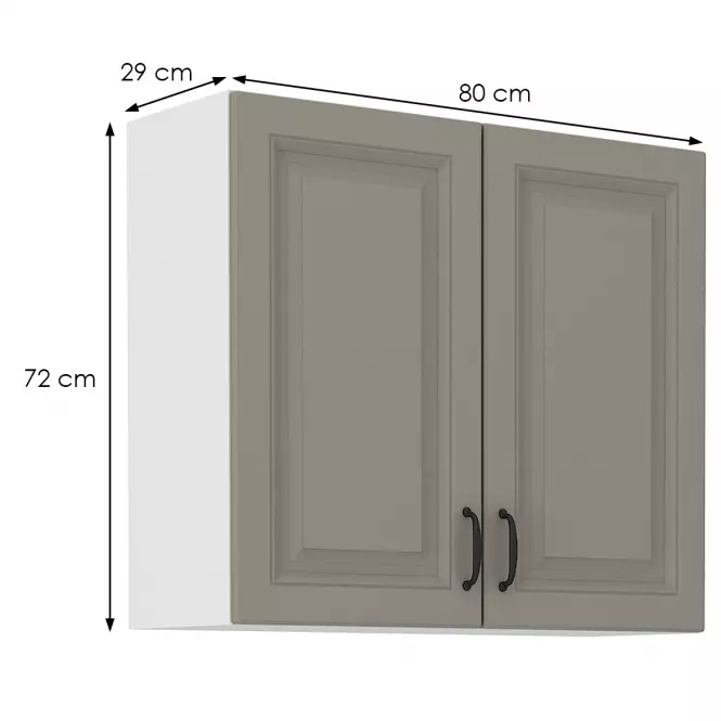 Konyhaszekrény Stilo claygrey/fehér 80g/72 2f