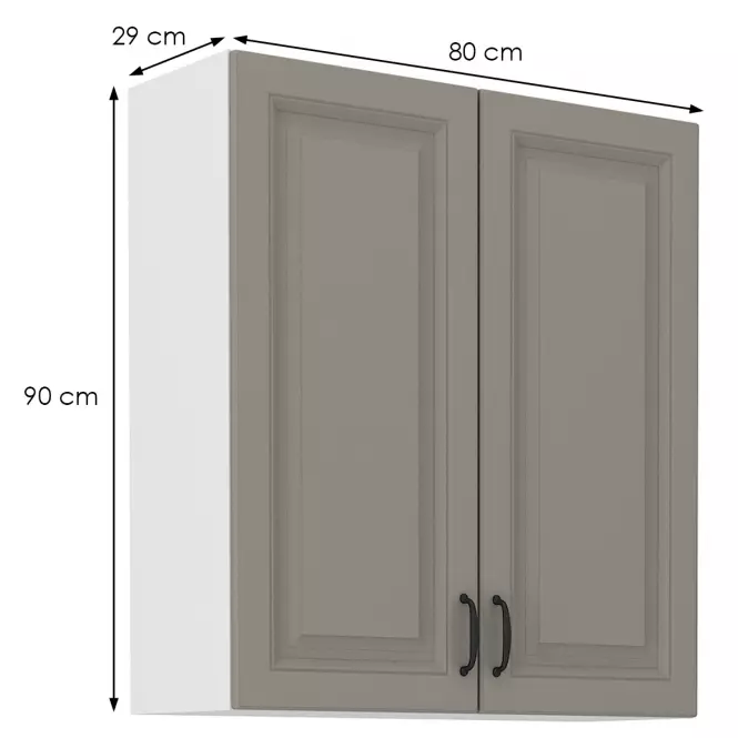 Konyhaszekrény Stilo claygrey/fehér 80g/90 2f