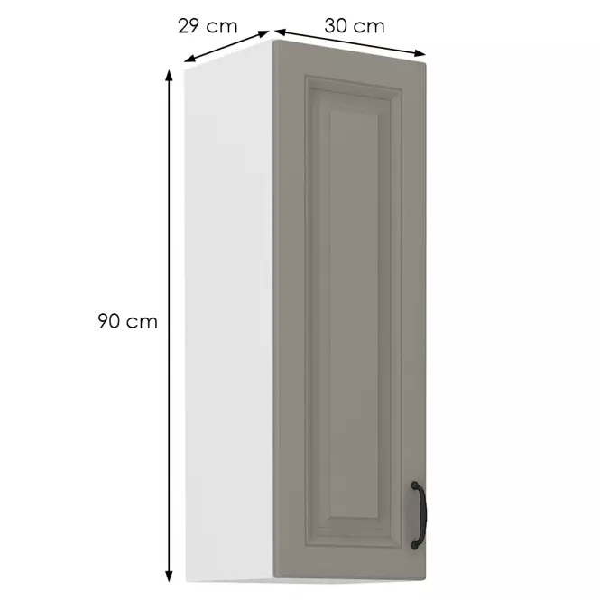 Konyhaszekrény Stilo claygrey/fehér 30g/90 1f