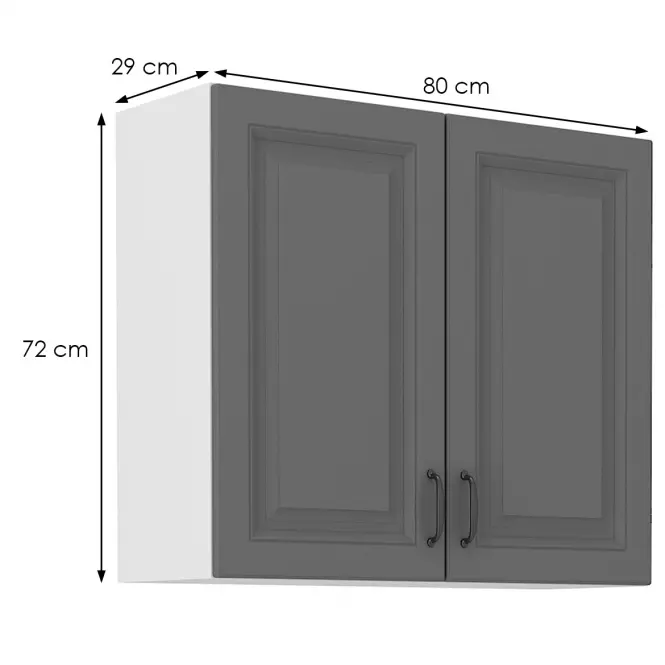 Konyhaszekrény Stilo dustgrey/fehér 80g/72 2f