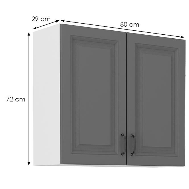 Konyhaszekrény Stilo dustgrey/fehér 80g/72 2f