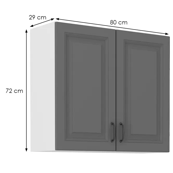 Konyhaszekrény Stilo dustgrey/fehér 80g/72 2f,2