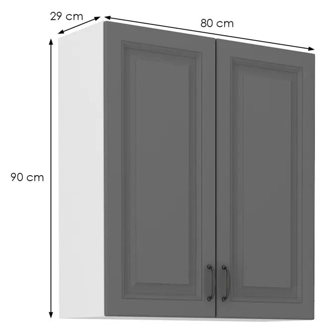 Konyhaszekrény Stilo dustgrey/fehér 80g/90 2f,2
